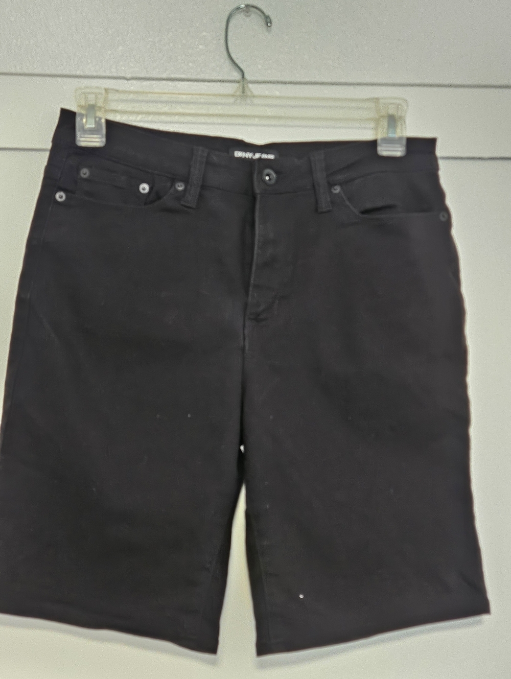 DKNY Black Straight Fit Knee-Length Shorts